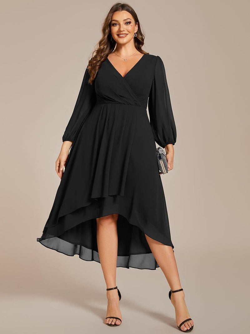 ever BRIAR|3/4 Sleeves Asymmetrical Hem A-Line Midi Wedding Guest Dress