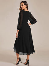 ever BRIAR|3/4 Sleeves Asymmetrical Hem A-Line Midi Wedding Guest Dress