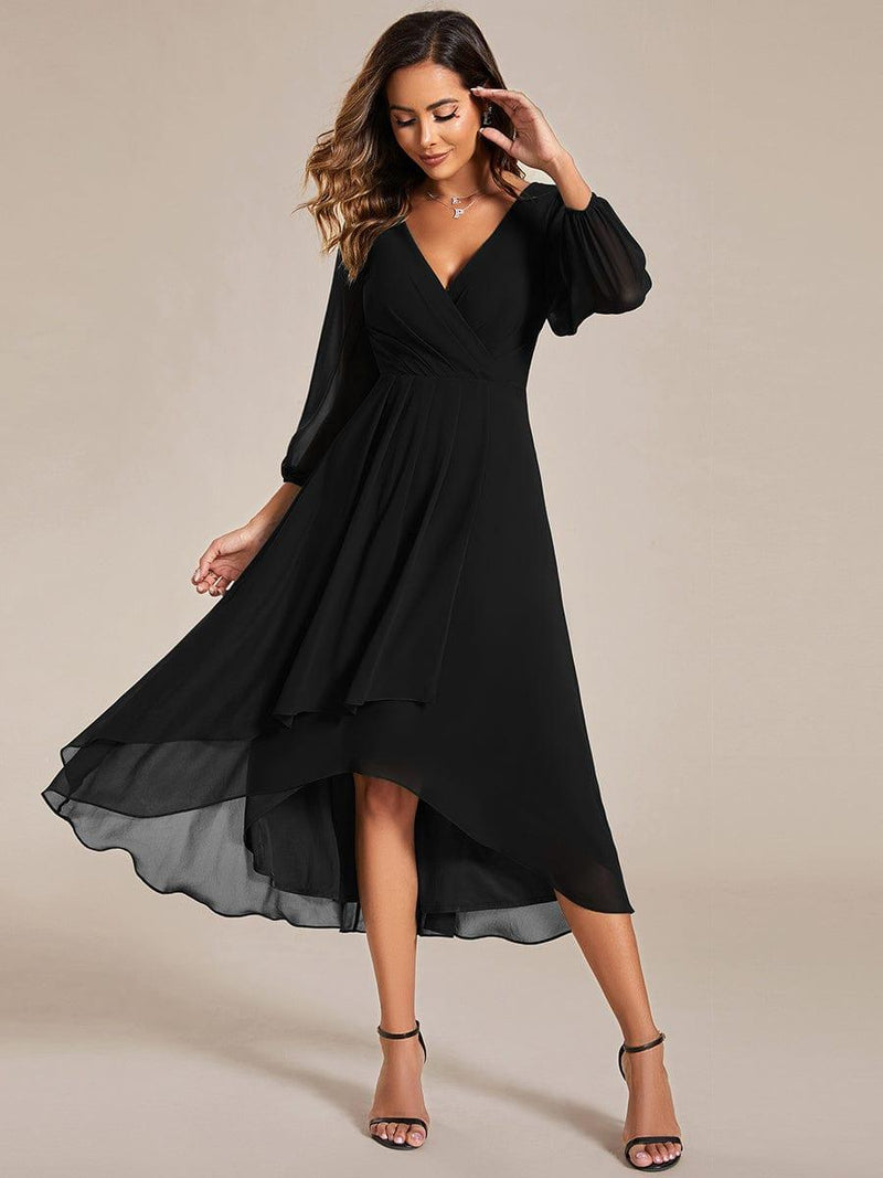 ever BRIAR|3/4 Sleeves Asymmetrical Hem A-Line Midi Wedding Guest Dress