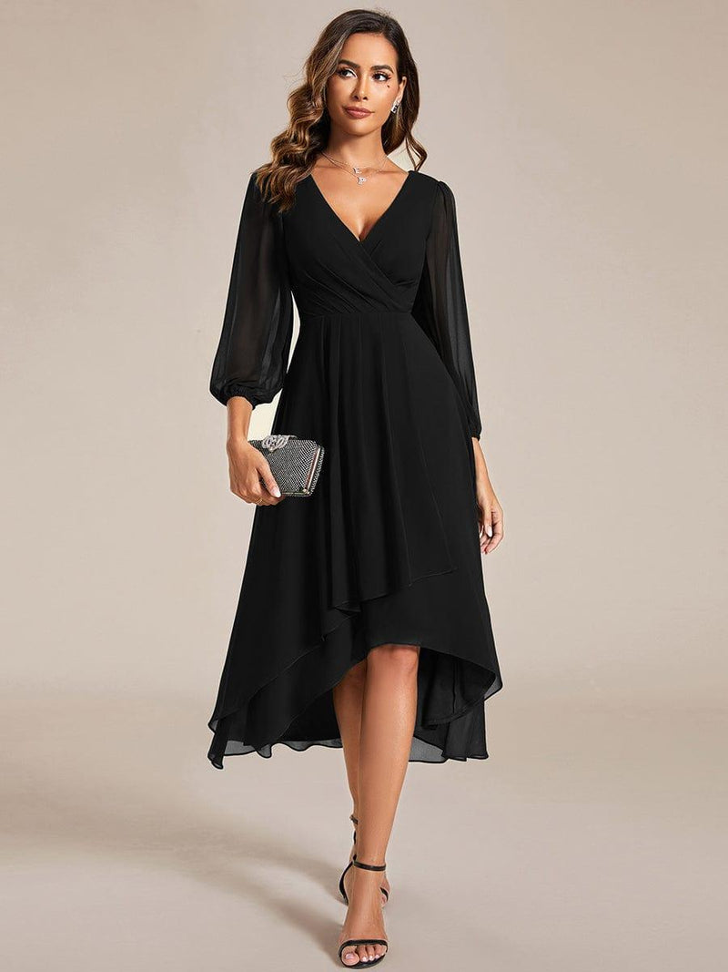 ever BRIAR|3/4 Sleeves Asymmetrical Hem A-Line Midi Wedding Guest Dress