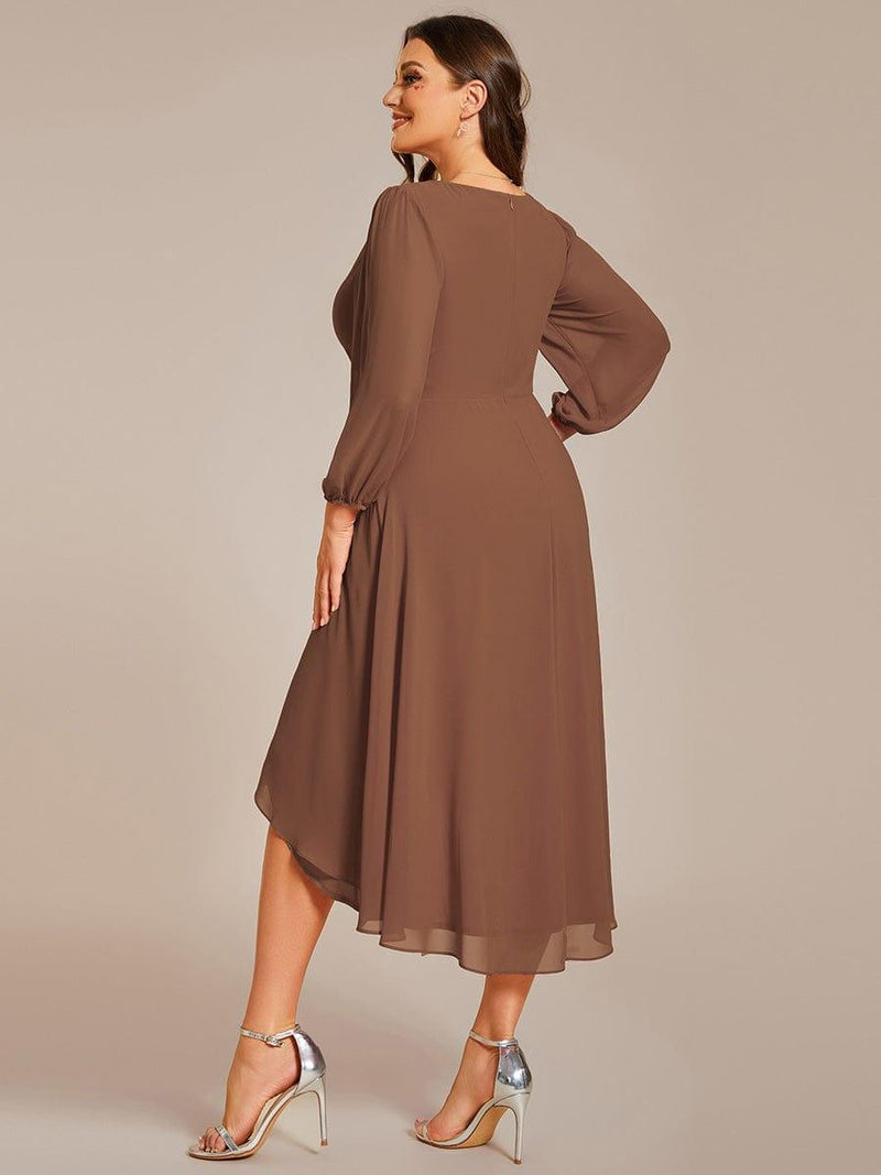ever BRIAR|3/4 Sleeves Asymmetrical Hem A-Line Midi Wedding Guest Dress