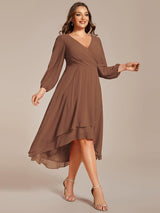 ever BRIAR|3/4 Sleeves Asymmetrical Hem A-Line Midi Wedding Guest Dress