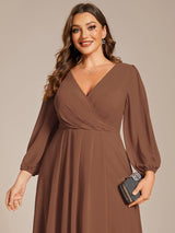 ever BRIAR|3/4 Sleeves Asymmetrical Hem A-Line Midi Wedding Guest Dress