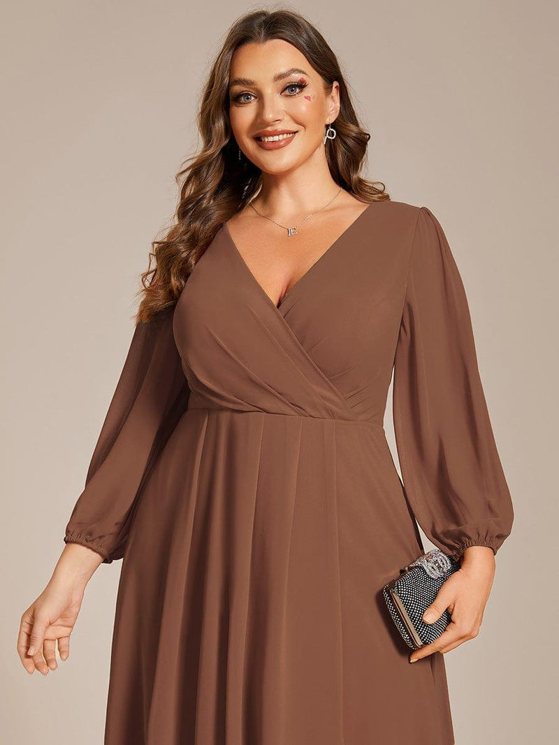 ever BRIAR|3/4 Sleeves Asymmetrical Hem A-Line Midi Wedding Guest Dress
