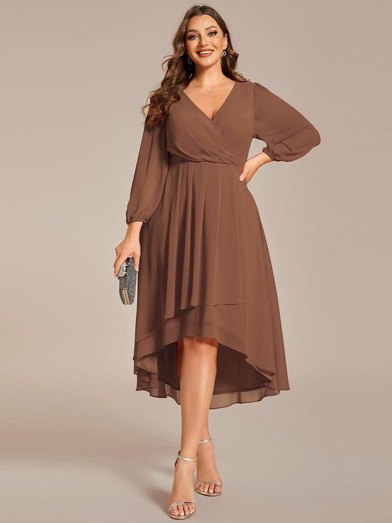 ever BRIAR|3/4 Sleeves Asymmetrical Hem A-Line Midi Wedding Guest Dress