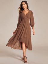 ever BRIAR|3/4 Sleeves Asymmetrical Hem A-Line Midi Wedding Guest Dress
