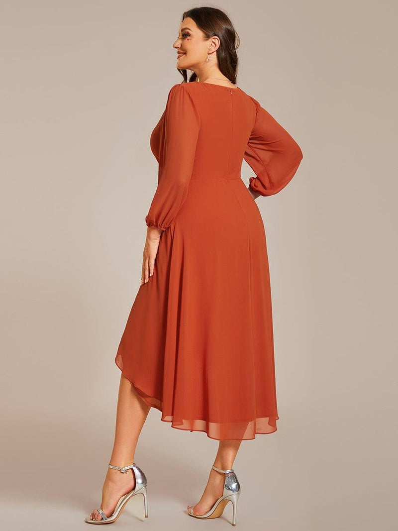 ever BRIAR|3/4 Sleeves Asymmetrical Hem A-Line Midi Wedding Guest Dress