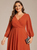 ever BRIAR|3/4 Sleeves Asymmetrical Hem A-Line Midi Wedding Guest Dress