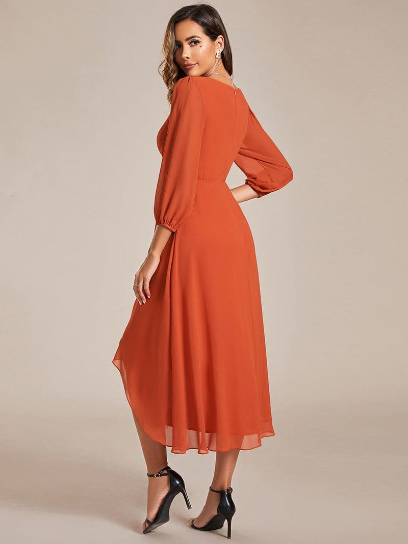 ever BRIAR|3/4 Sleeves Asymmetrical Hem A-Line Midi Wedding Guest Dress