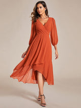 ever BRIAR|3/4 Sleeves Asymmetrical Hem A-Line Midi Wedding Guest Dress