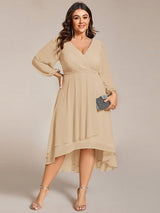 pretty BRIAR|Plus Size Chiffon A-Line 3/4 Sleeves Asymmetrical Hem Wedding Guest Dress