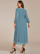ever BRIAR|3/4 Sleeves Asymmetrical Hem A-Line Midi Wedding Guest Dress