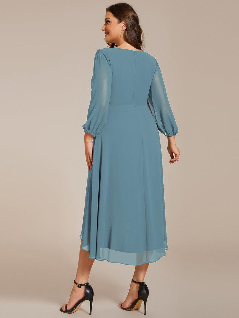 ever BRIAR|3/4 Sleeves Asymmetrical Hem A-Line Midi Wedding Guest Dress