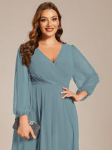 ever BRIAR|3/4 Sleeves Asymmetrical Hem A-Line Midi Wedding Guest Dress