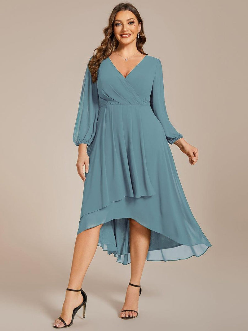ever BRIAR|3/4 Sleeves Asymmetrical Hem A-Line Midi Wedding Guest Dress