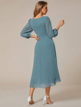 ever BRIAR|3/4 Sleeves Asymmetrical Hem A-Line Midi Wedding Guest Dress