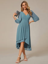 ever BRIAR|3/4 Sleeves Asymmetrical Hem A-Line Midi Wedding Guest Dress