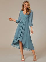 ever BRIAR|3/4 Sleeves Asymmetrical Hem A-Line Midi Wedding Guest Dress