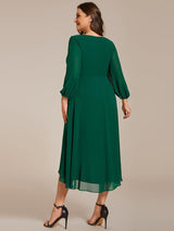 ever BRIAR|3/4 Sleeves Asymmetrical Hem A-Line Midi Wedding Guest Dress