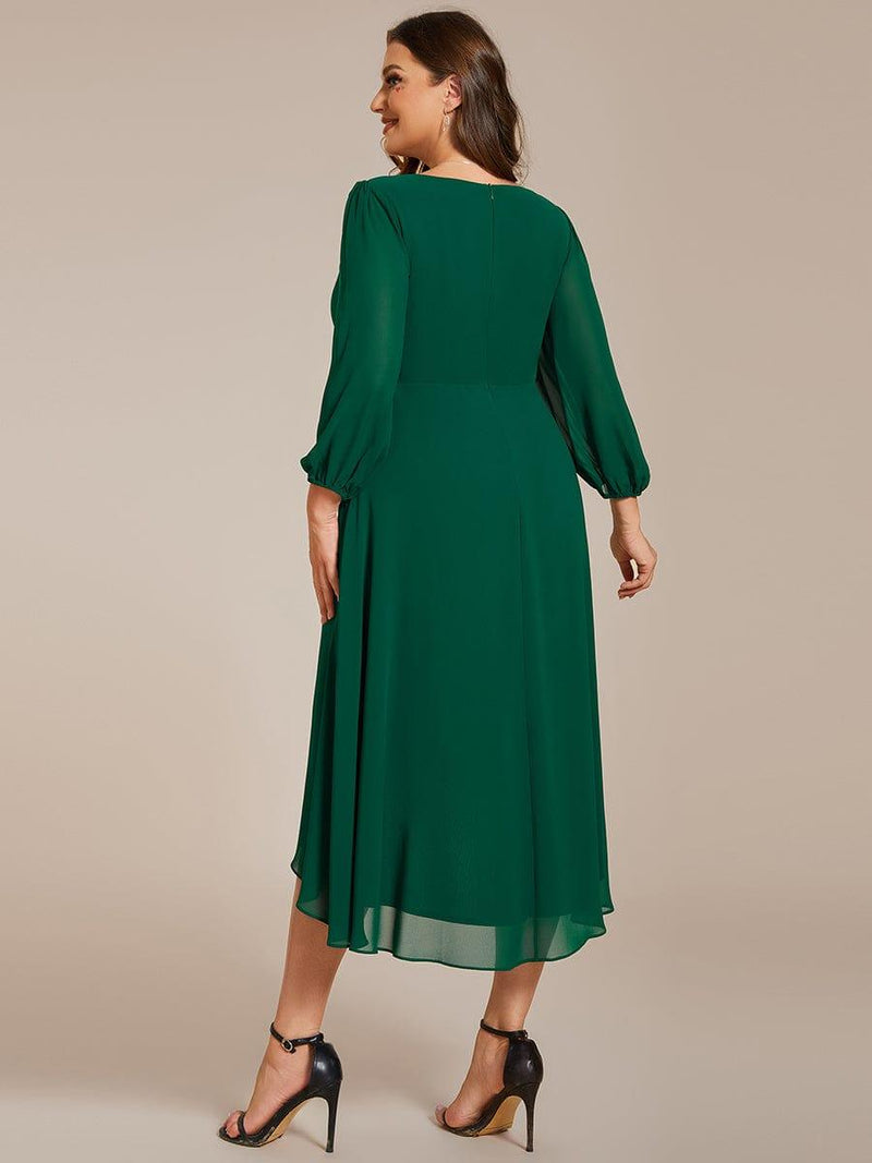 ever BRIAR|3/4 Sleeves Asymmetrical Hem A-Line Midi Wedding Guest Dress