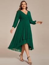 ever BRIAR|3/4 Sleeves Asymmetrical Hem A-Line Midi Wedding Guest Dress