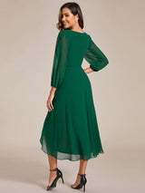 ever BRIAR|3/4 Sleeves Asymmetrical Hem A-Line Midi Wedding Guest Dress