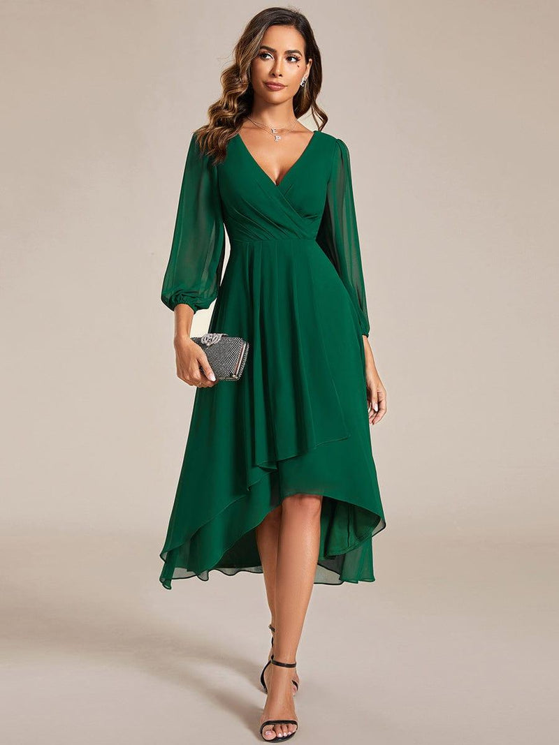 ever BRIAR|3/4 Sleeves Asymmetrical Hem A-Line Midi Wedding Guest Dress