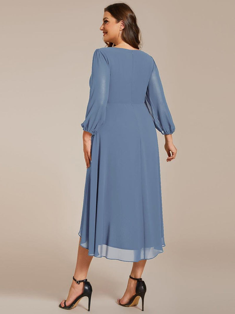 ever BRIAR|3/4 Sleeves Asymmetrical Hem A-Line Midi Wedding Guest Dress