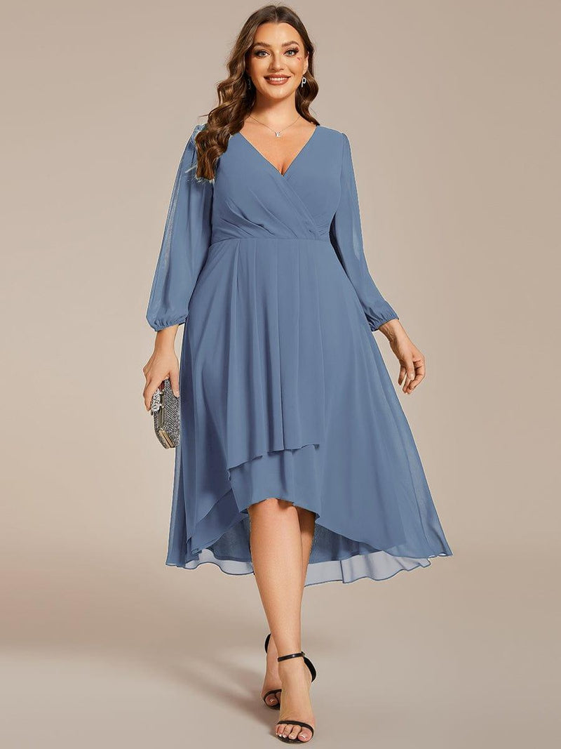 ever BRIAR|3/4 Sleeves Asymmetrical Hem A-Line Midi Wedding Guest Dress