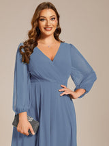 ever BRIAR|3/4 Sleeves Asymmetrical Hem A-Line Midi Wedding Guest Dress