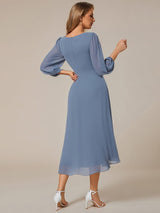 ever BRIAR|3/4 Sleeves Asymmetrical Hem A-Line Midi Wedding Guest Dress