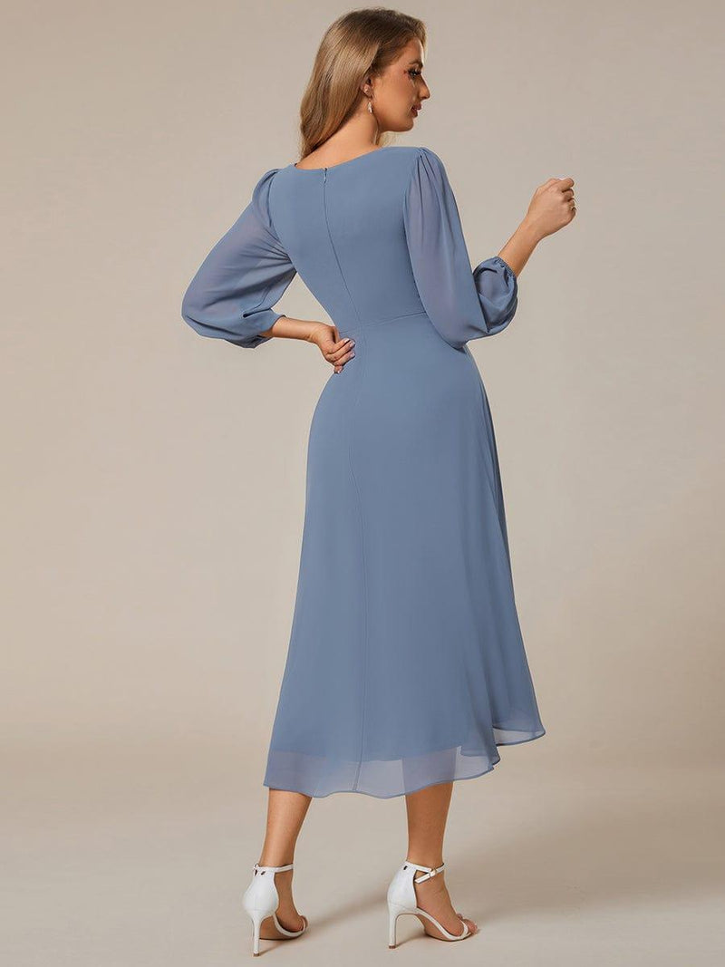 ever BRIAR|3/4 Sleeves Asymmetrical Hem A-Line Midi Wedding Guest Dress