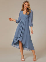 ever BRIAR|3/4 Sleeves Asymmetrical Hem A-Line Midi Wedding Guest Dress