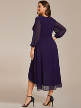 ever BRIAR|3/4 Sleeves Asymmetrical Hem A-Line Midi Wedding Guest Dress