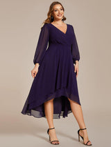 ever BRIAR|3/4 Sleeves Asymmetrical Hem A-Line Midi Wedding Guest Dress