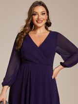 ever BRIAR|3/4 Sleeves Asymmetrical Hem A-Line Midi Wedding Guest Dress