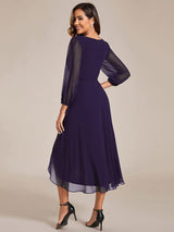 ever BRIAR|3/4 Sleeves Asymmetrical Hem A-Line Midi Wedding Guest Dress