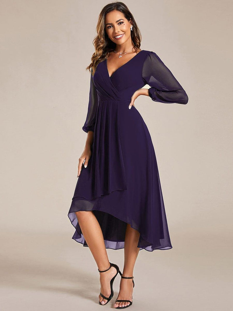 ever BRIAR|3/4 Sleeves Asymmetrical Hem A-Line Midi Wedding Guest Dress