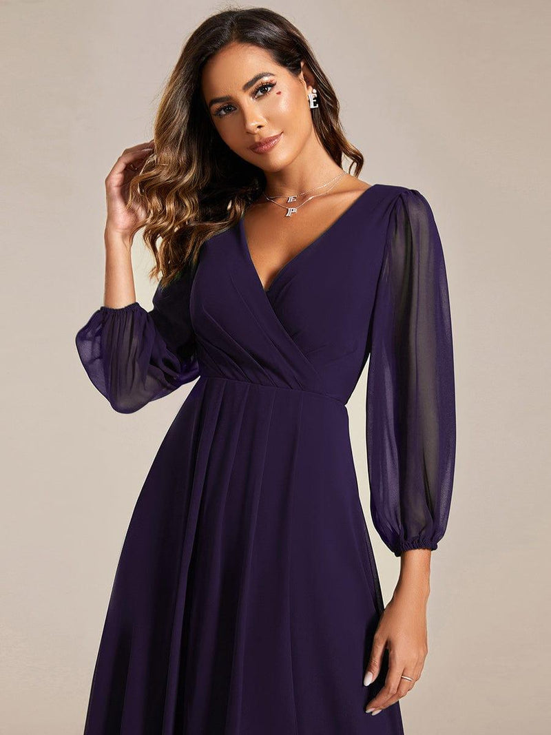 ever BRIAR|3/4 Sleeves Asymmetrical Hem A-Line Midi Wedding Guest Dress