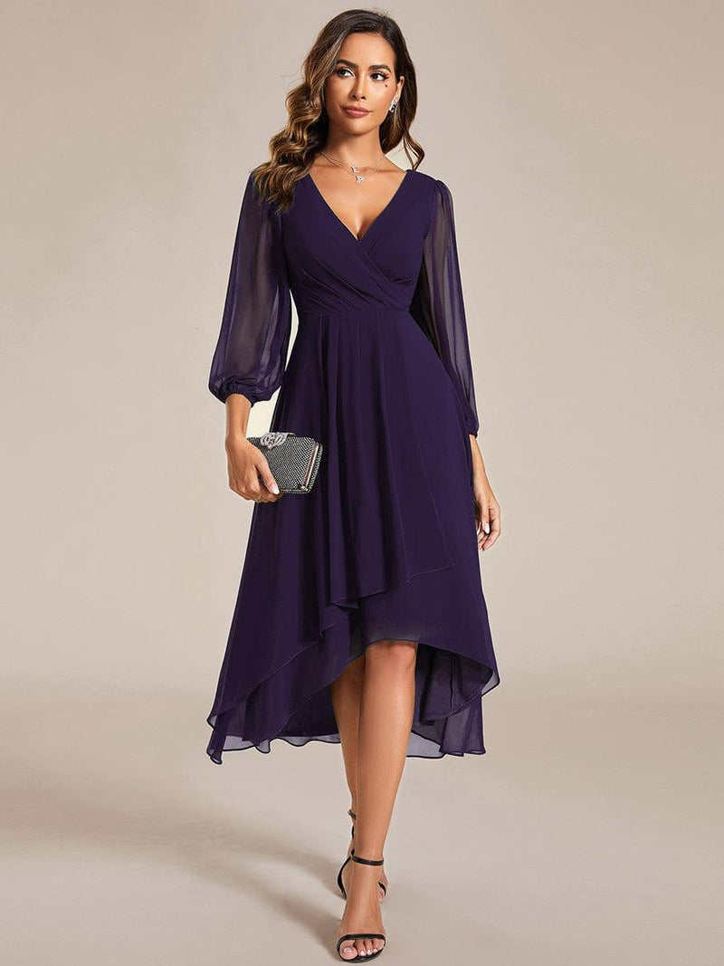 ever BRIAR|3/4 Sleeves Asymmetrical Hem A-Line Midi Wedding Guest Dress