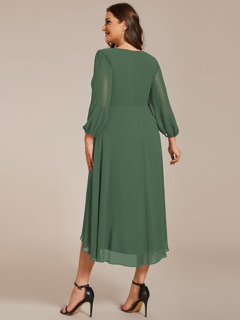 ever BRIAR|3/4 Sleeves Asymmetrical Hem A-Line Midi Wedding Guest Dress