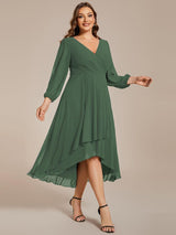 ever BRIAR|3/4 Sleeves Asymmetrical Hem A-Line Midi Wedding Guest Dress