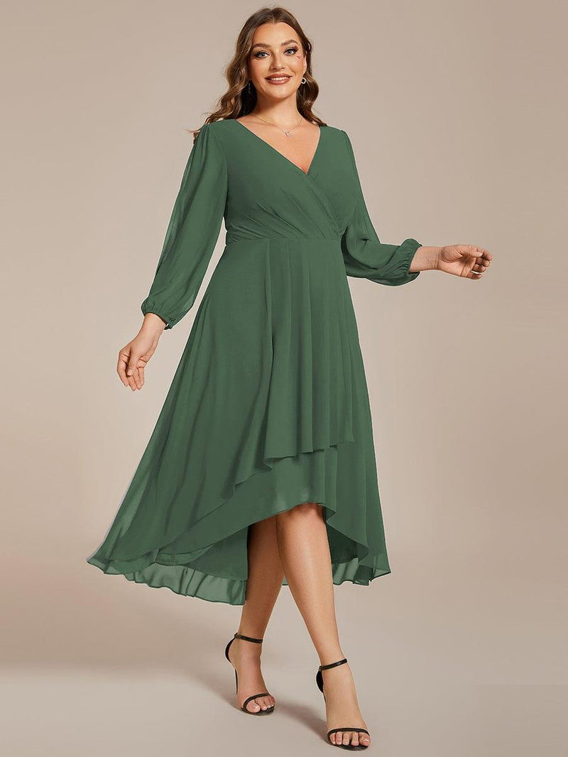 ever BRIAR|3/4 Sleeves Asymmetrical Hem A-Line Midi Wedding Guest Dress