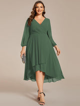 ever BRIAR|3/4 Sleeves Asymmetrical Hem A-Line Midi Wedding Guest Dress