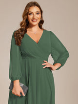 ever BRIAR|3/4 Sleeves Asymmetrical Hem A-Line Midi Wedding Guest Dress