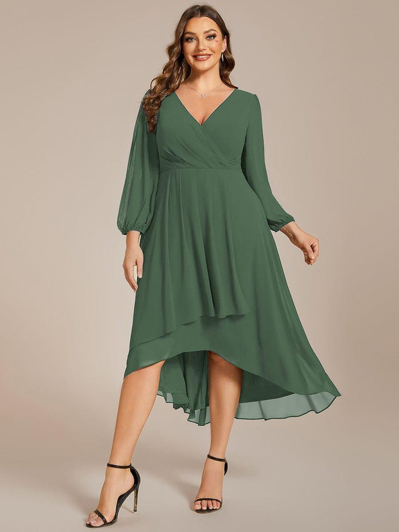 ever BRIAR|3/4 Sleeves Asymmetrical Hem A-Line Midi Wedding Guest Dress