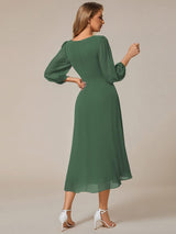 ever BRIAR|3/4 Sleeves Asymmetrical Hem A-Line Midi Wedding Guest Dress