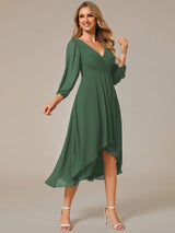 ever BRIAR|3/4 Sleeves Asymmetrical Hem A-Line Midi Wedding Guest Dress
