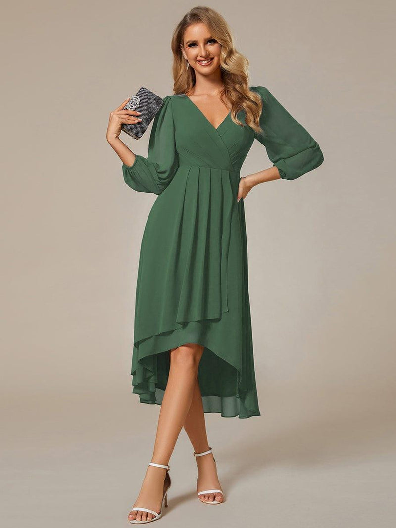 ever BRIAR|3/4 Sleeves Asymmetrical Hem A-Line Midi Wedding Guest Dress