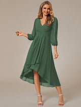 ever BRIAR|3/4 Sleeves Asymmetrical Hem A-Line Midi Wedding Guest Dress